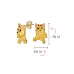 Best Friend Animal Pink Bow Yorkshire Stud Earrings Gold - Image 4