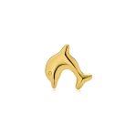 Tiny Daith Nautical Dolphin 14K Gold Cartilage Ear Stud Earring Helix Push Back - Image 2