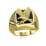 Large Square Black Patriotic USA American Bald Eagle Signet Ring Stainless Steel - Image 12
