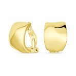 Geometric Hammered Dome Half Hoop Clip-On Earrings For Non-Pierced Ears