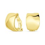 Geometric Hammered Dome Half Hoop Clip-On Earrings For Non-Pierced Ears