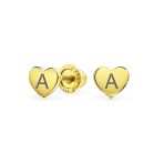 Initial A-Z Real 14K Gold Mini Solid Heart Stud Earrings - Image 2
