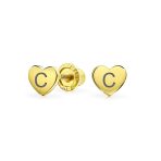 Initial A-Z Real 14K Gold Mini Solid Heart Stud Earrings - Image 4