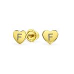 Initial A-Z Real 14K Gold Mini Solid Heart Stud Earrings - Image 7