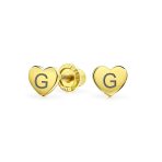 Initial A-Z Real 14K Gold Mini Solid Heart Stud Earrings - Image 8