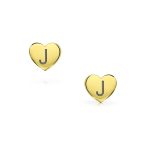 Initial A-Z Real 14K Gold Mini Solid Heart Stud Earrings - Image 38