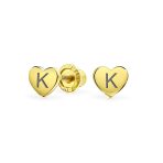 Initial A-Z Real 14K Gold Mini Solid Heart Stud Earrings - Image 12