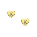 Initial A-Z Real 14K Gold Mini Solid Heart Stud Earrings - Image 39