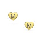 Initial A-Z Real 14K Gold Mini Solid Heart Stud Earrings - Image 41
