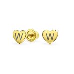 Initial A-Z Real 14K Gold Mini Solid Heart Stud Earrings - Image 24