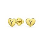 Initial A-Z Real 14K Gold Mini Solid Heart Stud Earrings - Image 26