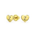 Initial A-Z Real 14K Gold Mini Solid Heart Stud Earrings - Image 27