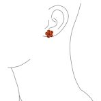 Fashion Enamel 3D Red Rose Flower Clip on Earrings Button Style For Non-Pierced Ears Gold Plated - Image 9