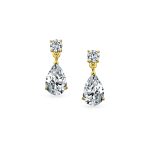 Bridal CZ Dangle Chandelier Earrings 14K Gold Plated Silver - Image 6
