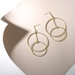 Minimalist Geometric Hoop Huggie Earrings Gold Plated Sterling Silver 1.75-2.5" - Image 5