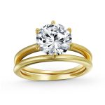 Traditional CZ Cubic Zirconia 3CT Solitaire 6 Prong Engagement Ring Set & Band .925 Sterling Silver