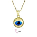 Turkish Spiritual Round 3D 14K Gold Evil Eye Necklace Pendant Charm - Image 4