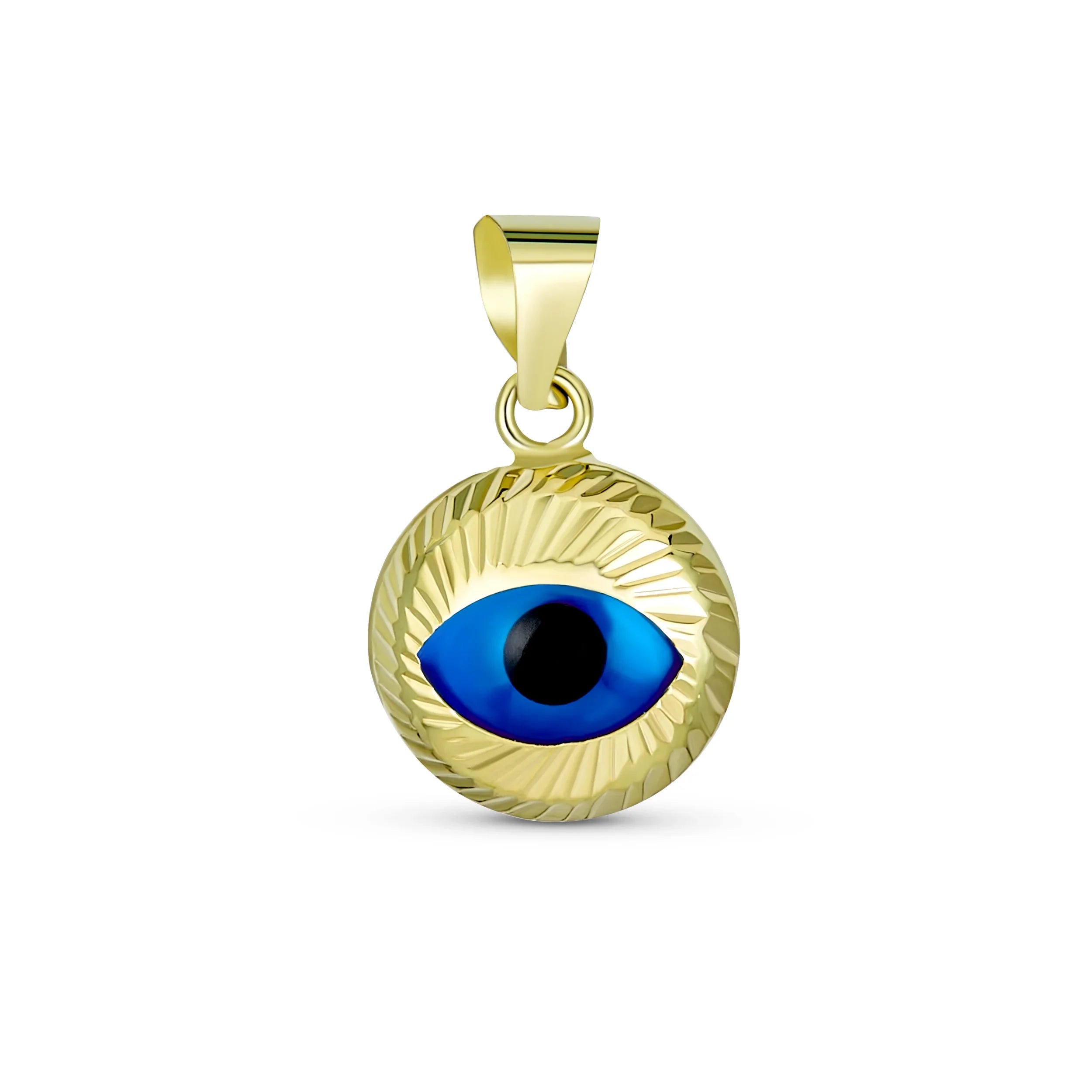 gold-evil-eye-necklace-blue_iy-bs-02-14kno_11 Turkish Spiritual Round 3D 14K Gold Evil Eye Necklace Pendant Charm - Image 1