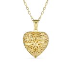 Vintage Filigree Heart Diffuser Locket Necklace Gold Plated