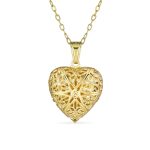 Vintage Filigree Heart Diffuser Locket Necklace Gold Plated