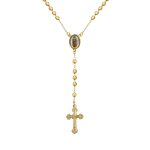 18K Gold Plated Rosary Beads Necklace Crucifix Virgin Mary
