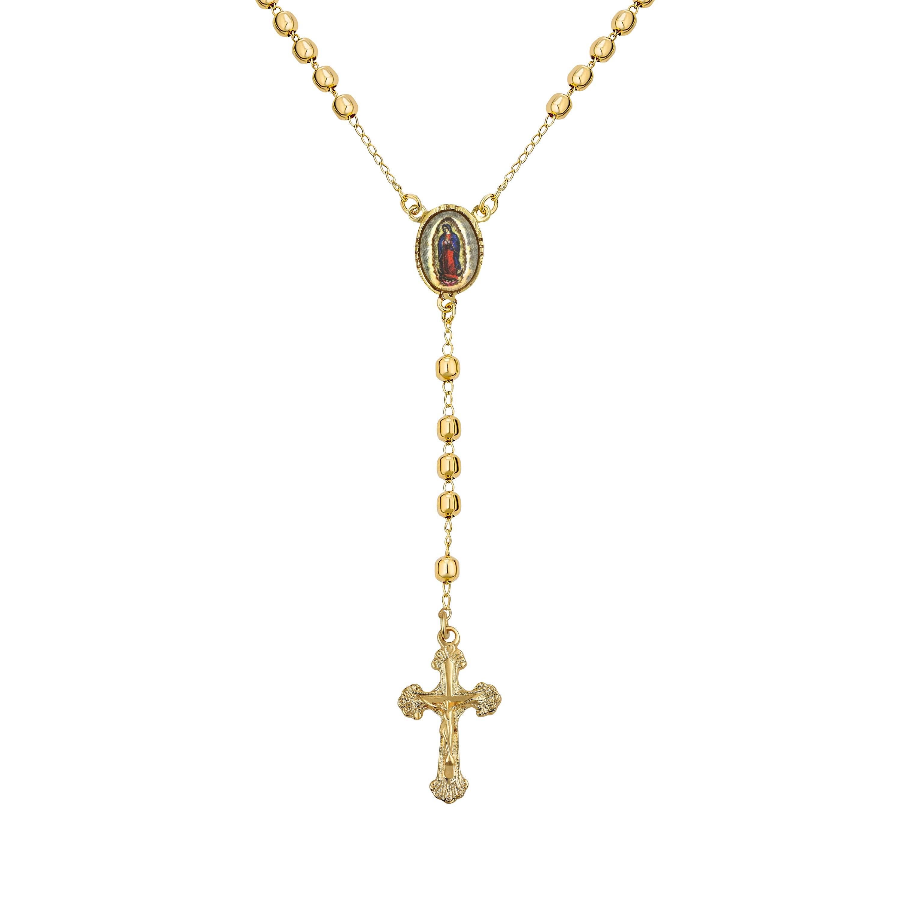 gold-filled-vintage-mary-rosary_sgs-ro126-az_11 18K Gold Plated Rosary Beads Necklace Crucifix Virgin Mary - Image 1