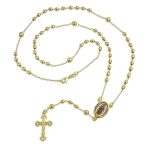18K Gold Plated Rosary Beads Necklace Crucifix Virgin Mary - Image 3