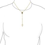 18K Gold Plated Rosary Beads Necklace Crucifix Virgin Mary - Image 4