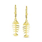 Nautical Fishbone Dangle Earrings Sterling Silver Leverback - Image 4