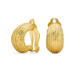 Ribbed Rope Half Hoop Clip-On Earrings Gold Non-Pierced