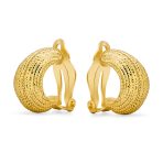 Ribbed Rope Half Hoop Clip-On Earrings Gold Non-Pierced - Image 2