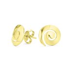 Boho Hammered Geometric Swirl Stud Earrings 14K Gold Silver - Image 2