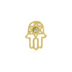 Judaic 14K Gold Hamsa Star of David CZ Accent Cartilage Ear Stud Earring 1PC - Image 2