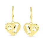 I Love My Dog Paw Print Dangle Heart Shape Earrings Animal Lover .925 Sterling Silver Lever back - Image 4