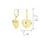 I Love My Dog Paw Print Dangle Heart Shape Earrings Animal Lover .925 Sterling Silver Lever back - Image 8