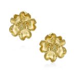 Heart Petals Flower Clip On Earrings Non Pierced Ears Matte Gold Plated - Image 2
