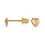 Minimalist 14K Gold Puff Heart Stud Earrings with Secure Screw Back, 5MM - Image 2