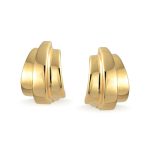 Geometric Shrimp Half Hoop Clip On Earrings For Non Pierced Ears Polished Yellow Gold Plated - Image 3