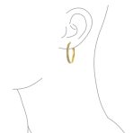 Channel Set CZ Statement Hoop Earrings Stardust Finish Plated Stainless Steel - Image 7