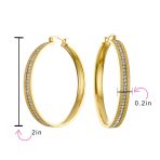 Channel Set CZ Statement Hoop Earrings Stardust Finish Plated Stainless Steel - Image 9