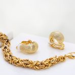Ribbed Rope Half Hoop Clip-On Earrings Gold Non-Pierced - Image 5