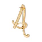 Large Statement ABC Crystal Letters Initial Scarf Lapel Pin Brooch Gold Plated - Image 8