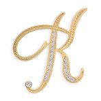 Large Statement ABC Crystal Letters Initial Scarf Lapel Pin Brooch Gold Plated - Image 4