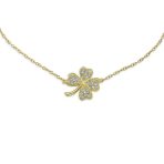 Cubic Zirconia CZ Four Leaf Clover Anklet Ankle Bracelet Gold Plated - Image 4
