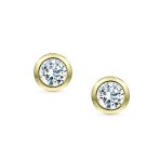 Set of 2 Martini Bezel Set CZ Stud Earrings Gold Plated Sterling Silver 5MM - Image 14