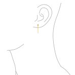Minimalist 4MM Star CZ Stud Earrings with Delicate Chain in 14K Gold or Silver - Image 6