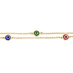 Protection Amulet Minimalist Multi Color Evil Eye Anklet Ankle Bracelet Yellow Gold Plated Sterling Silver Chain 9-10 Inch Adjustable - Image 4