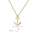 Minimalist Nautical Boat Anchor Pendant Necklace 14K Gold Plated Silver 16" - Image 3
