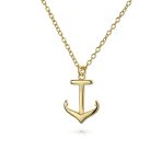 Set of 2 Nautical Ship Wheel & Anchor Pendant Necklace 14K Gold Plated Silver - Image 2