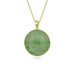 Asian Green Jade Agate Pendant Necklace 14K Gold Plated - Image 4